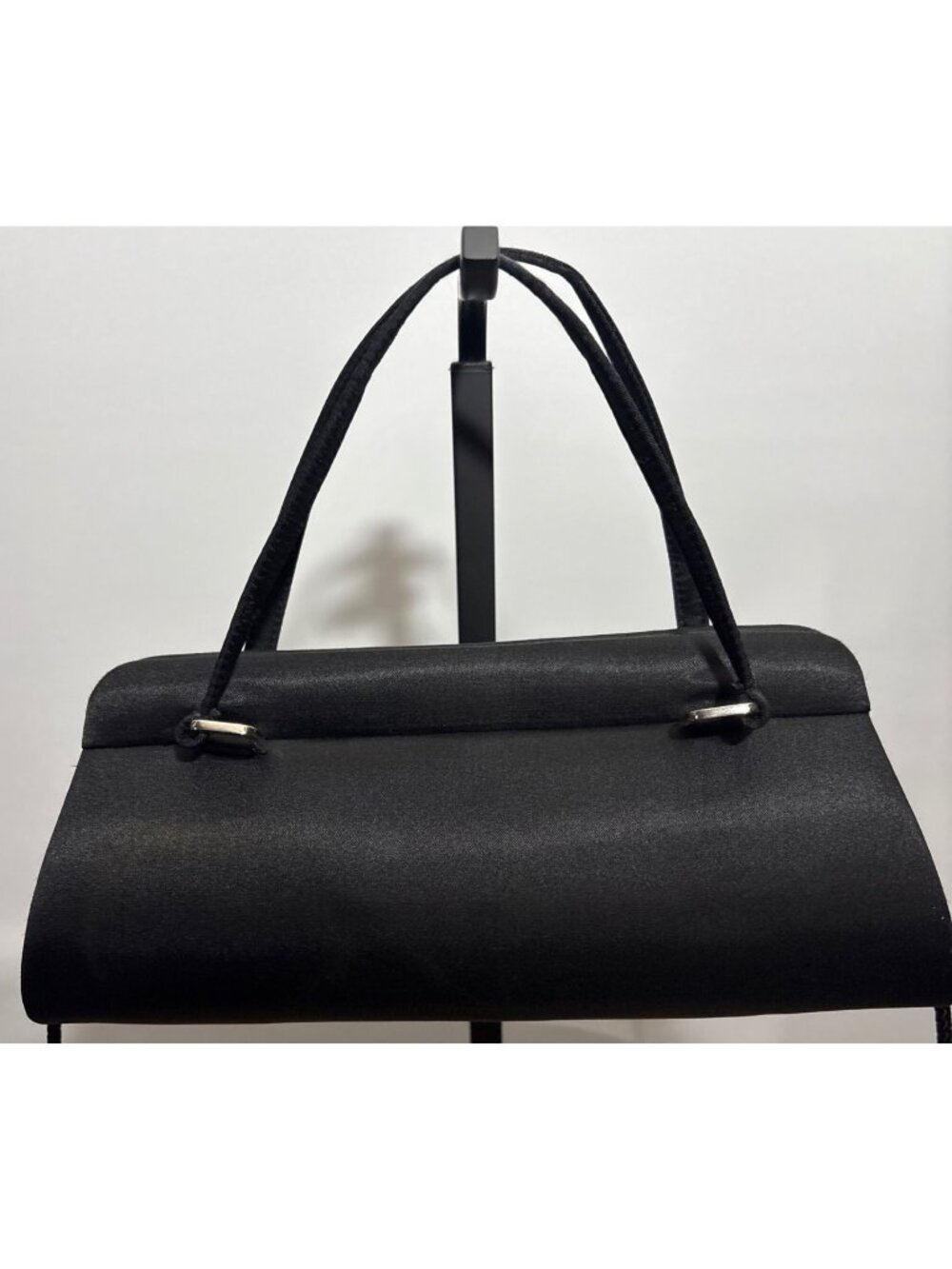 La Regale Black Formal Evening Vintage Clutch Crossbody Shoulder Strap Purse - Picture 8 of 13
